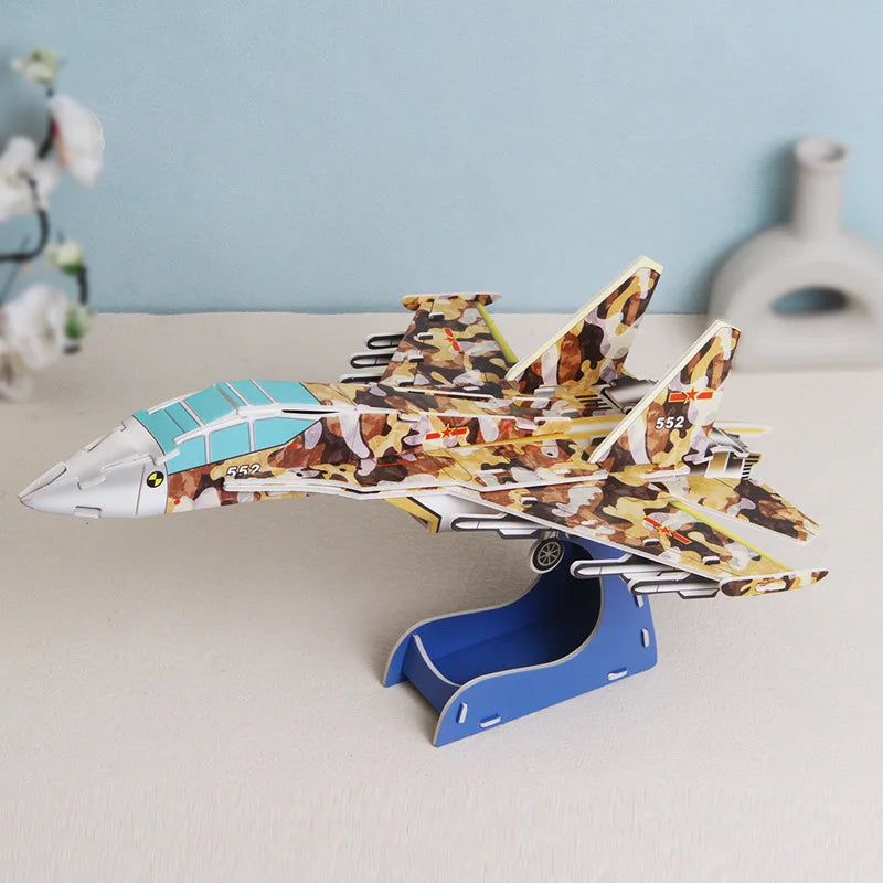 DIY Handmade Paper 3D Puzzle Airplane Model Kindergarten School Puzzle Children's Toys Toddler Toys for Christmas Gift